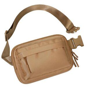 Water Resistant Crossbody Belt Bag NWT Brown Multi Pocket Adjustable to 50"